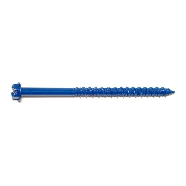 Midwest Fastener Masonry Screw, 3/16" Dia., Hex, 3 1/4 in L, Steel Blue Ruspert, 100 PK 09264 - main